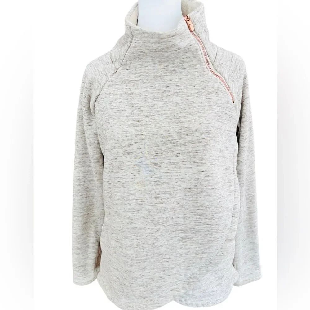 ATHLETA Cozy Karma Asym Pullover , Oatmeal Heather, size XS